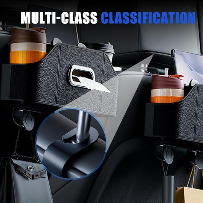 Multifunctional Car Back Seat Storage Organize, Car Back Seat Organizer Durable Cars Cup Holder, Back Seat Cars Organizer for SUV Sedan and Truck (Black)