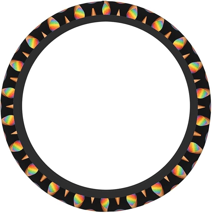 Neoprene Steering Wheel Cover Colorful Icecreams Print Car Steering Wheel Cover Universal Fit for Most Cars