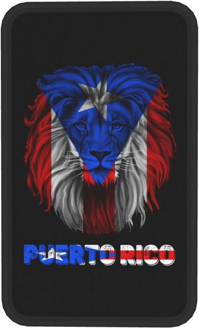 Vintage Lion Head Puerto Rico Flag Auto Center Console Armrest Cover Car Handrail Box Cushion Pad Mat Universal Fit Most Vehicle Sedan Truck SUV Soft Comfort Decor Accessories