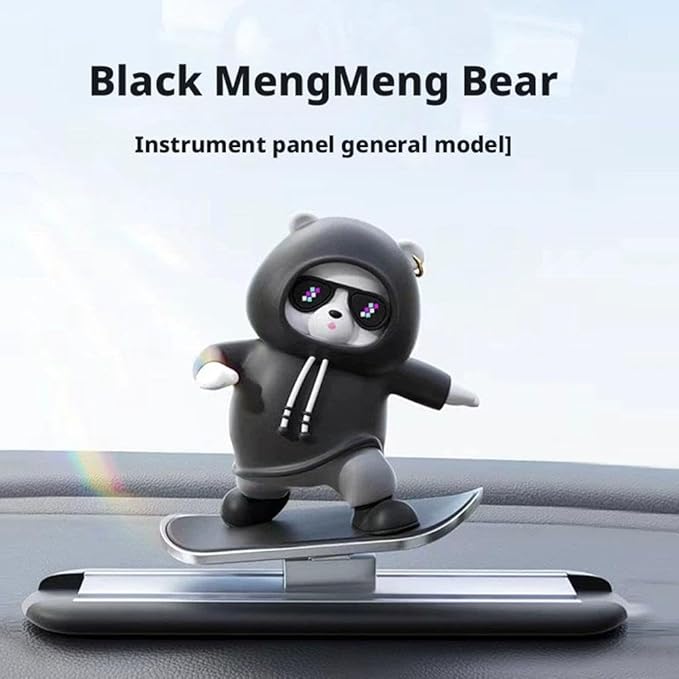 Slidable Skateboard Bear Car Dashboard Ornaments,Funny Mini Skateboard Bear Auto Center Console Ornaments Universal Car Interior Accessories Gifts for Women Men