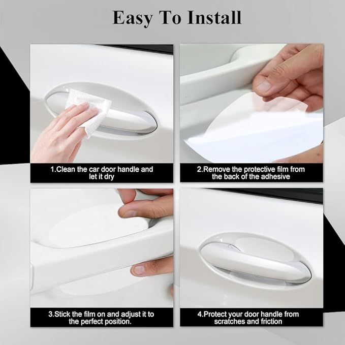 4PCS Car Door Handle Cup Scratch Protector, Car Door Handle Sticker, Scratch Auto Door Protective Film, Car Accessories Car Door Handle Protective Films Universal for Cars (Transparent, 4PCS)