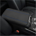 Car Armrest Storage Box Mat, Leather Embossing Auto Center Console Cushion Protective Pad, Anti-Scratch Waterproof Armrest Seat Box Protector for Most Cars Trucks SUVs (Black & Blue)