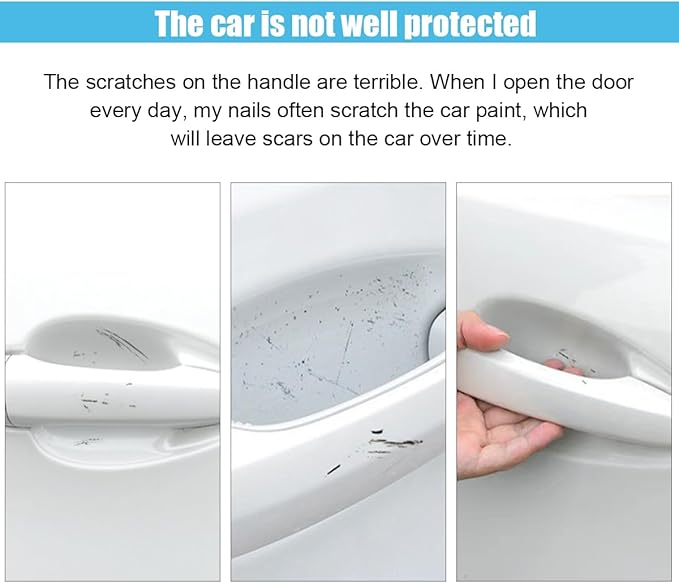 8PCS Car Door Handle Scratch Protectors, Carbon Fiber Car Door Handle Bowl Sticker, Universal Auto Doors Handles Paint Guard Cover, Doors Handles Cup Protective Film for Cars (Red)