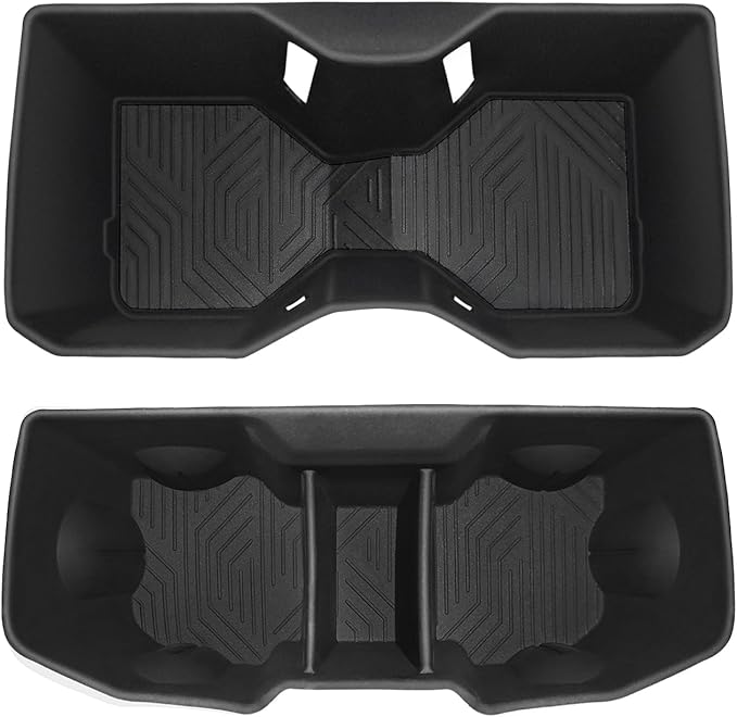 Muslogy Center Console Front&Rear Cup Holder Inserts Compatible with 2024 2025 Toyota Tacoma Accessories Middle Console and Rear Armrest CupHolder Silicone Rubber Organizer 2PCS Set