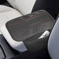 Car Center Console Cover, Soft Leather Sporty Armrest Protector Cushion with 2 Storage Pockets, Comfortable Auto Interior Middle Console Arm Rest Box Pad, Universal for Vehicles (Black)