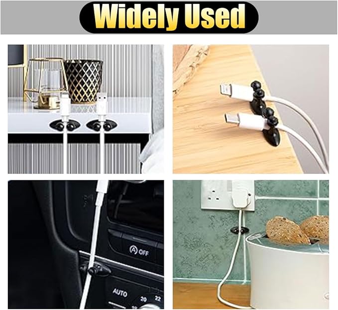 4PCS Car Cable Clips USB Cable Line Clip Holder for Car, Durable Strong Adhesive Cord Cable Holder Wire Organizer, Cord Organizer Cable Management Wire Holders for Cords