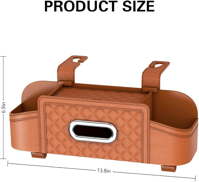 Mandark Car Headrest Backseat Organizer, Multifunctional Vehicle Seat Back Storage Box with Drink Cup Holder and Hooks, Automotive Travel Accessories, Universal for SUV, Sedan, Truck (Orange)