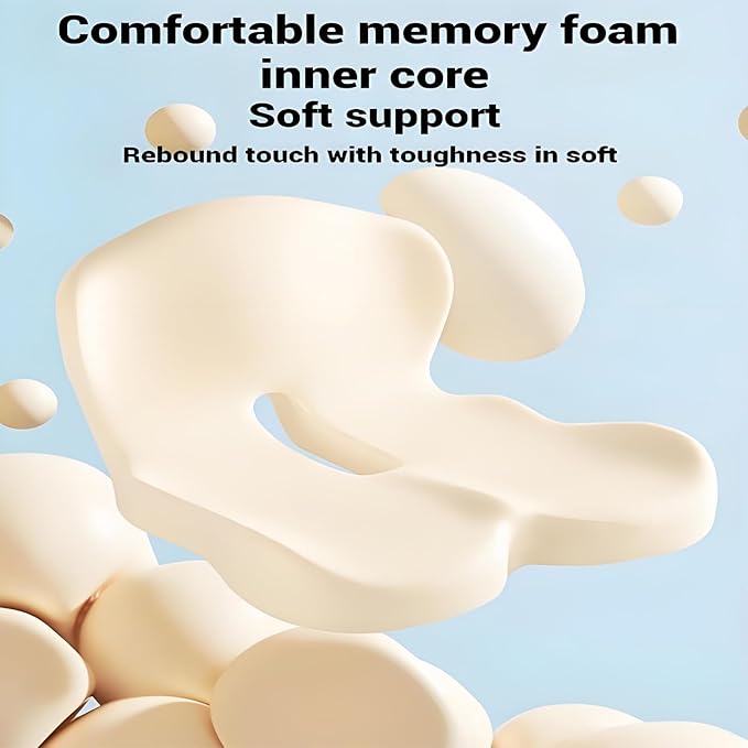 Seashell Memory Foam Truck Seat Cushion for Office Chair, Car Seat,Desk Chair,L-Shaped Back Support & Sciatica Relief & Tailbone & Coccyx Pain Relief for Long Sitting & Driving（Black&Grey