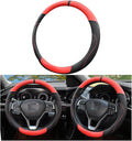Mandark Car Steering Wheel Cover, 15 Inchs Microfiber Leather Non-Slip Vehicle Steering Wheel Protector, Breathable Auto Interior Protection Accessories, Universal for SUV Sedan Truck (Black/Red-B)