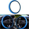 Leather Car Steering Wheel Cover, Elastic, Breathable Anti-Slip, Universal 15 inch, Steering Wheel Cover for Men Women (Blue)