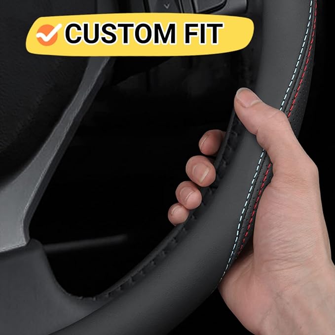 Car Steering Wheel Cover Compatible with Subaru Outback 2025 2024 2008-2023 Year, Breathable Premium Leather, Anti-Slip Design, B-Style