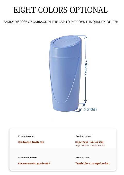Car Trash Can Bin with Lid - 2 Packs Car Trash Bin-car Trash Can Cup Holder-Mini Trash Garbage Can with 30pcs Small Trash Bags-Car Organizer Storage for Front Back Seat Accessories (Blue)