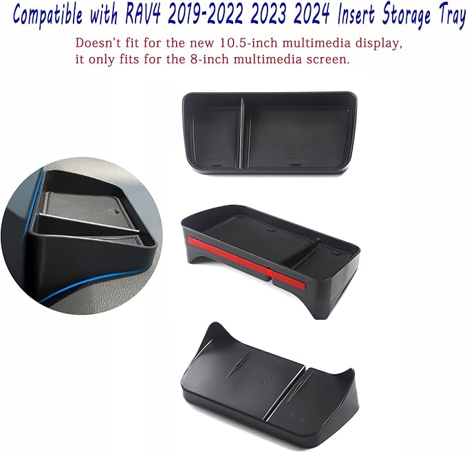 Nosxxus Center Console Dash Storage Tray Compatible with RAV4 2019-2022 2023 2024 Insert Storage Tray Secondary Interior Accessories-Not for New 10.5'' Multimedia Display