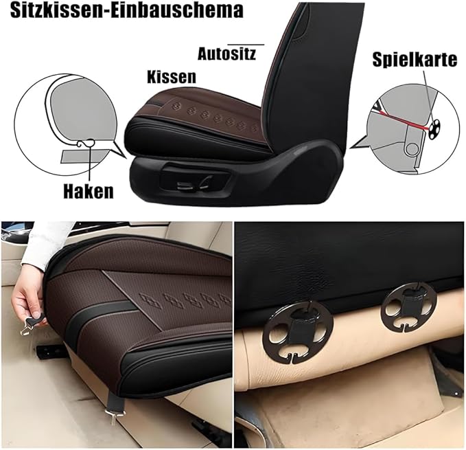 Premium Universal Car Seat Cover, Comfortable Leather Seat Cover for 96% of Models, Waterproof Car Seats Protectors Cushions for 2 Seats(Black+Coffee)