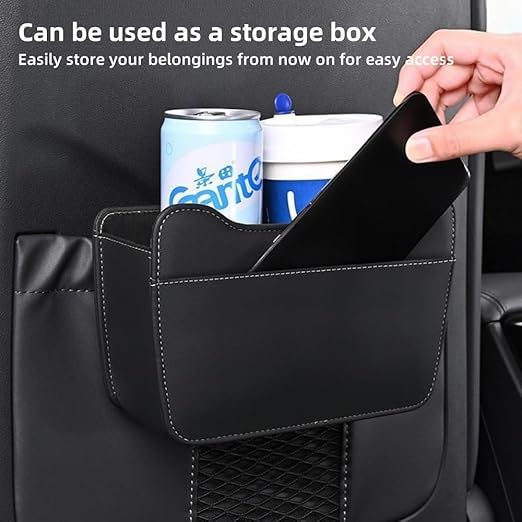 Car Leather Trash Can for Seat Back, Hanging Garbage Bin, Waterproof Foldable Stroage Organizer for Car, Multipurpose Interior Accessories for SUV Truck RV Camping (Orange Chair Back Clip)