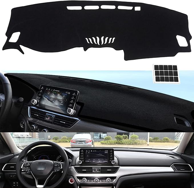 TUCAREST Dash Cover Fit for 2018 2019 2020 2021 2022 Ho-nda Accord Nonslip Car Dash Board Mat Sunshade No-Glare and Slip Pad Carpet Sunshield Protector (Without HUD) Flannel Black