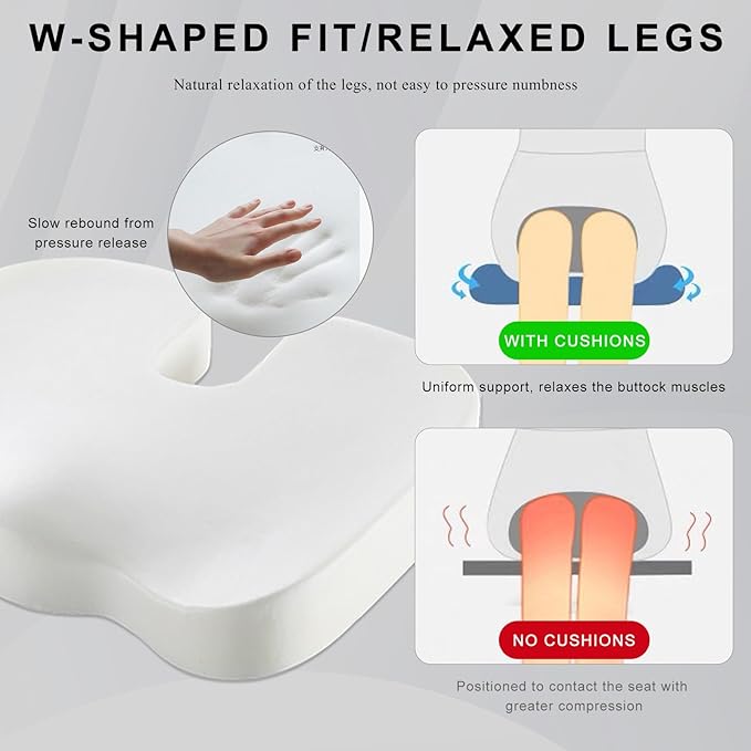 Car Seat Cushion, Memory Foam Cushion for Tailbone Pain & Sciatica Relief, Ergonomic Seat Cushion Comfortable Chair Relief Pillow for Car Office Wheelchair, car Accessories (Coffee, Mesh)