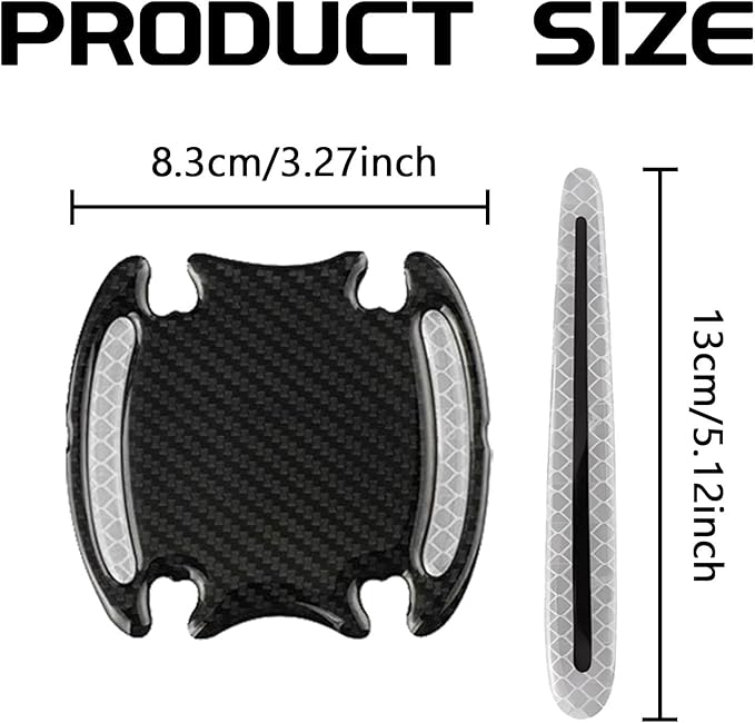 8PCS Car Door Handle Scratch Protectors, 3D Carbon Fiber Door Handle Bowl Cover Guards for Vehicles, Reflective Automotive Doors Handles Cup Accessories Paint Protective Film Sticker(Silver)