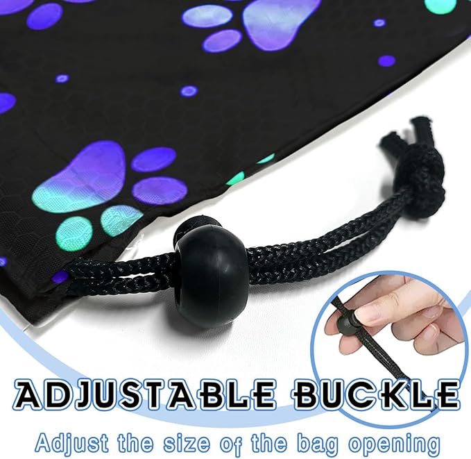 GEGEPINK Car Trash Bag Hanging Back of Seat Waterproof Small Cute Printed One-handed Strap Drawstring Garbage Bags for Car-Paw Print