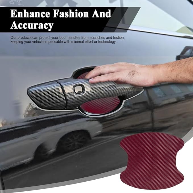 4PCS Car Door Handle Cup Scratch Protector, Car Door Handle Sticker, Scratch Auto Door Protective Film, Car Accessories Car Door Handle Protective Films Universal for Cars (Wine red, 4PCS)