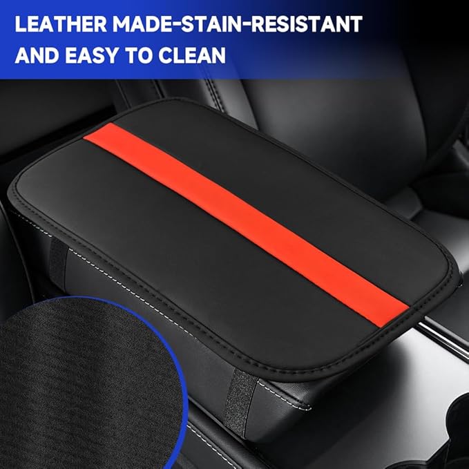 Car Center Console Cushion Pad, Arm Rest Cover for Car, Leather Waterproof Auto Armrest Seat Box Protector, Auto Armrest Storage Box Accessories Fits for Most Vehicles, SUVs, Trucks (Orange)