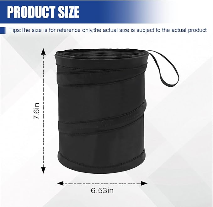 Collapsible Car Trash Can, Mini Portable Automotive Garbage Bag, Pop-Up Vehicle Rubbish Bin, Waterproof Waste Basket Bin with Magic Sticker, Hanging Washable Auto Trash Bag (2PCS)
