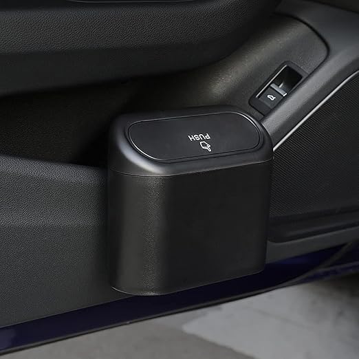 Car Trash with Lid - 2 Packs Universal Vehicle Mini Leakproof Garbage Bin Can Organizer Storage for Front Back Seat Accessories for Auto Office Bedroom Home(Black)