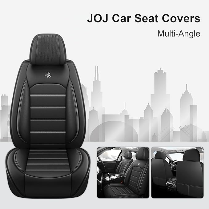 JOJ Car Seat Cover for Traverse Seat Covers for Cars 2009-2026,Leather Waterproof Car Seat Covers Full Set,All Weather Tech Car Seat Protector,8 Seats Black