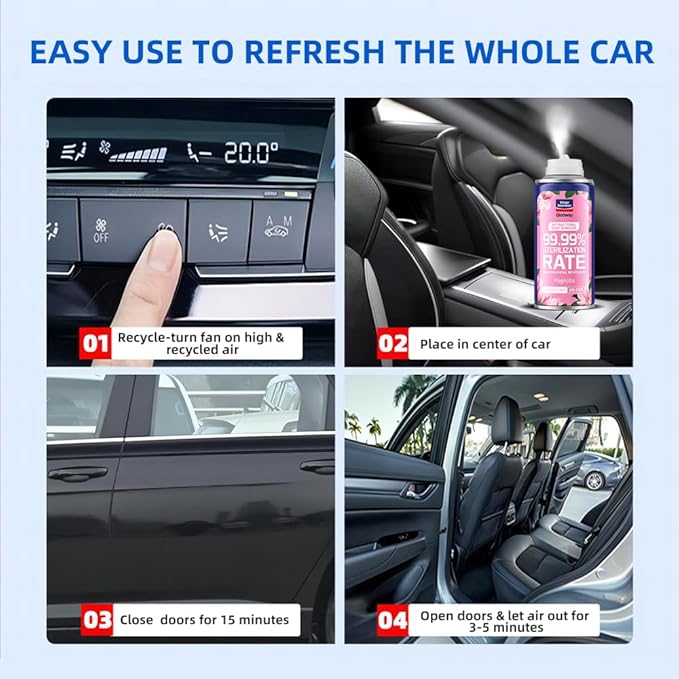 Glodway Whole Car Air Refresher,Odor Eliminator Remover Spray For Car, Strong Freshener With Odour Eliminator Technology,Long-Lasting Scent,6 Ounce(Pack of 6)
