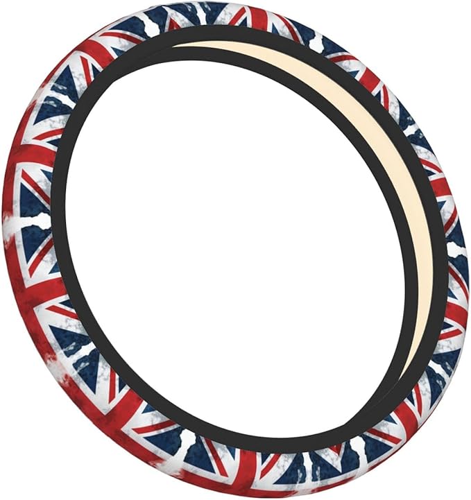 Watercolors British Flag Neoprene Steering Wheel Covers Women Men Car Accessories, Universal 15 Inch Fit Auto, Suvs, Truck