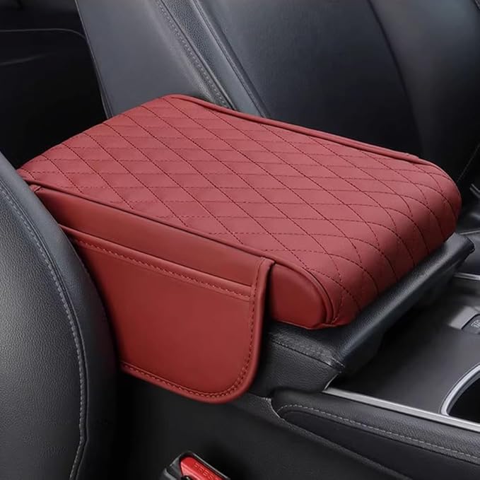 Car Armrest Pad for Subaru Outback BT BS BR BP BH 5/4/3/2.Gen 2004-2025 Leather Armrest Box Mat Center Console Cushion Pad Universal Armrest Seat Box Cover Protector,Red