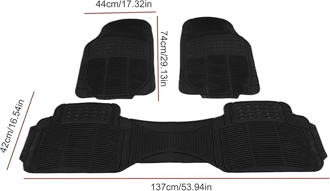 3 Pieces Universal Trim-to Fit Automotive Floor Mats Waterproof All Weather Car Mats Heavy Duty Rubber Car Mats for Cars Sedans SUVs Trucks