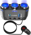 YANTU QC3.0&PD Cigarette Lighter Adapter, 3-Socket 140W Car Cigarette Lighter Splitter with 12v USB Outlet,Car Charger Adapter with Double/Dual/USB C Charger Multi Port/Plug Outlet for Car Devices