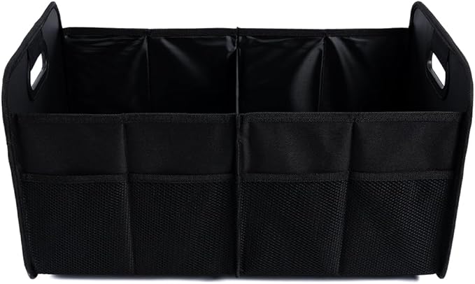 Trunk Organizer for car, Foldable Cargo storage, Black 55L, for SUV Car Truck, 600D Waterproof Oxford Polyester, 2 Compartments With Handle, Car seat storage box