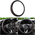 Elastic Stretch Car Steering Wheel Cover, Leather Soft Vehicle Steer Wheel Protector, 14.5-15 Inch Anti-Slip Automotive Protective Guard Accessories, Universal for SUV, Sedan, Truck (Black/Red)