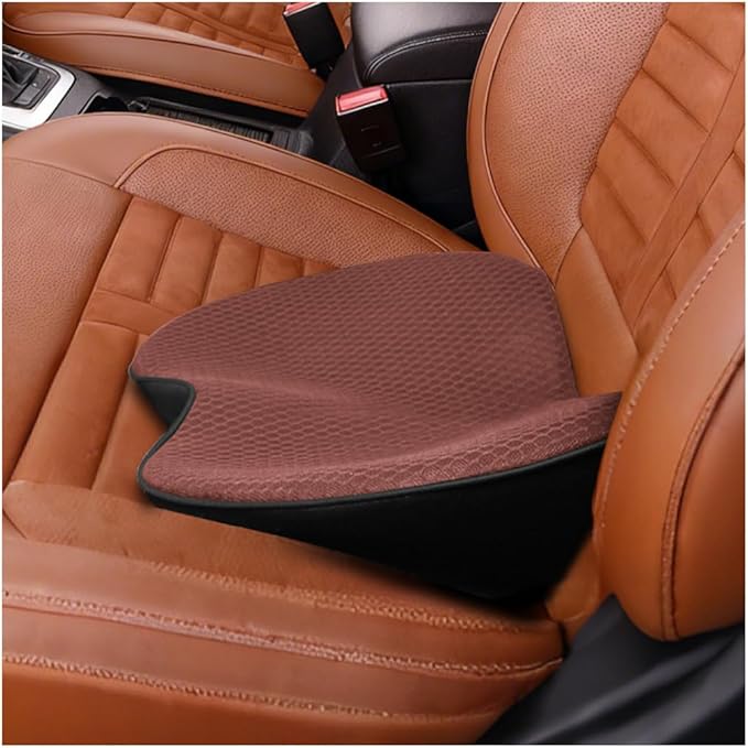 Car Seat Cushion, Memory Foam Sciatica & Lower Back Pain Relief Vehicle Chair Pillow for Driving, Breathable Automotive Seat Support Pad, Universal for SUV Sedan Truck (Brown)