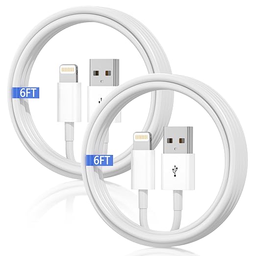 2 Pack iPhone Charger [MFi Certified] USB A to Lightning Cable Fast Charging & Data Sync for iPhone 14 13 12 11 Pro Max XR XS X 8 7 Plus 6S,iPad,Car Carplay – Durable TPE Apple Charger Cord 6FT