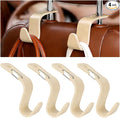 4PCS Car Seat Headrest Hook, Multifunctional Vehicle Seat Back Hanger Holder for Purse Handbag Umbrella, Automotive Interior Backseat Storage Organizer, Universal for SUV Van Truck (Beige)