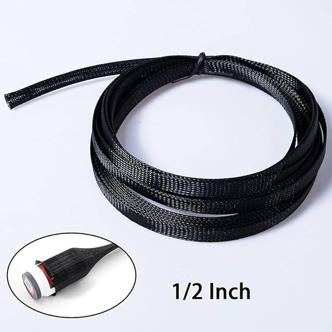 25ft - 1 Inch Cable Management Sleeve Protector,Wire Loom PET Expandable Wire Sleeving for Office TV Computer Home Theater Engine Bay Cord Organizer,Protect Cables from Pet Cat Dog Chewing,BlackRed