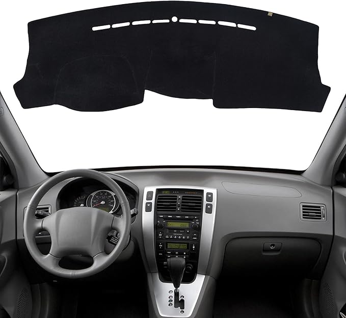 KEYOOG Dashboard Cover Dash Mat Fit for Hy-undai Tucson 2009-2005 (for Left Hand Drive),Car Dash Board Mat Anti-Glare Carpet,Non-Slip Pad Sunshield Protector (Black)