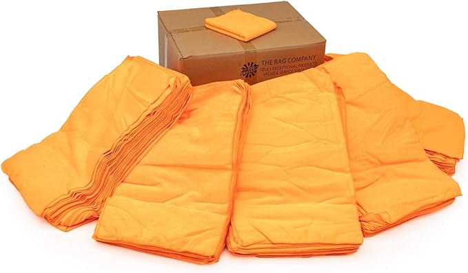 The Rag Company - Car Wash Towel - Professional Microfiber Auto Detailing and Drying Towels, Lint-Free, Streak-Free, Great for General Cleaning, 320gsm, 16in x 27in, Orange (Wholesale Case of 125)
