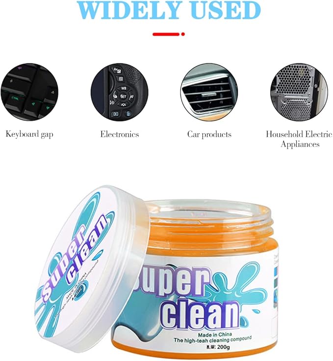 Cleaning Gel for Car, Universal Vehicle Interior Detailing Cleaning Putty Gel, Detail Cleaner Tools for Keyboard Vent PC Laptop Camera, Automotive Duster Remover Cleaner Accessories (Orange)