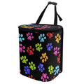 Rainbow Dog Paw Print Car Trash Can Automotive Car Trash Bag with Lid Collapsible Waterproof Car Organizers and Storage Car Accessories for Women