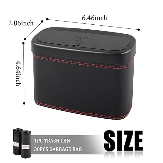 Car Trash Can with Lid,Press-Top Car Trash Bin with 30PCS Cars Trashs Bags,Multi-Function & Small Cars Garbage Can with Suspension Design for Storaging Garbage Fits 4.7 Gal