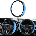 Bling Soft Leather Steering Wheel Cover, 15 Inch Colorful Rhinestones Auto Elastic Steering Wheel Protector, Sparkly Crystal Diamond for Women Girls, Car Accessories for Most Cars (Blue)
