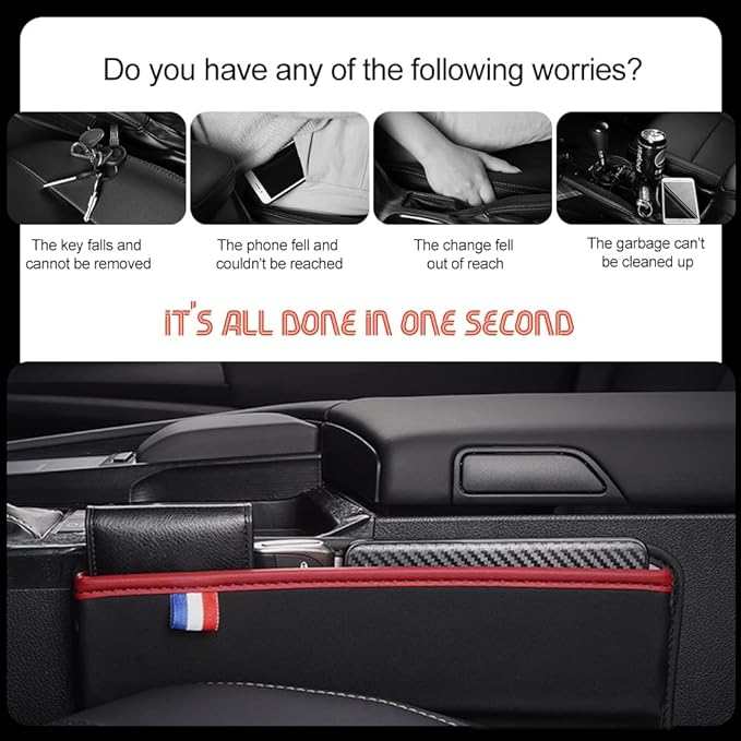 ASUBHA Car Seat Gap Filler Organizer, Car Seat Storage, Center Console Organizer with Card Slots, Automotive Interior Accessories in Between Cars Seat Catcher for Phone, Keys and Small Items