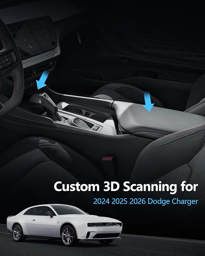 SKTU 2PCS for 2024 2025 2026 Dodge Charger Center Console Tray for 2024 2025 2026 Dodge Charger Console Mat & Center Console Organizer Dodge Charger 2024 2025 2026 Accessories Console Non-Slip Pad