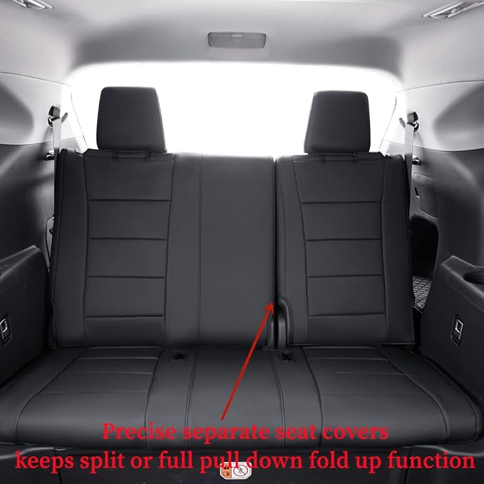 coverdream Grand Highlander Seat Covers for 2024 2025 2026 Toyota Grand Highlander SUV,2nd Row 40/60 Split,Fully Covered,Luxury Leather Car Seat Protector(Full Set,Black)