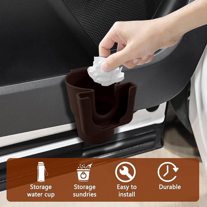 Car Cup Holder Expander, Cup Holder for Car, 2-in-1 Mobile Phone Drink Adapter, Auto Interior Accessories Multifunction Auto Seat Back and Armrest Box Storage Device for Most Vehicles (Brown)