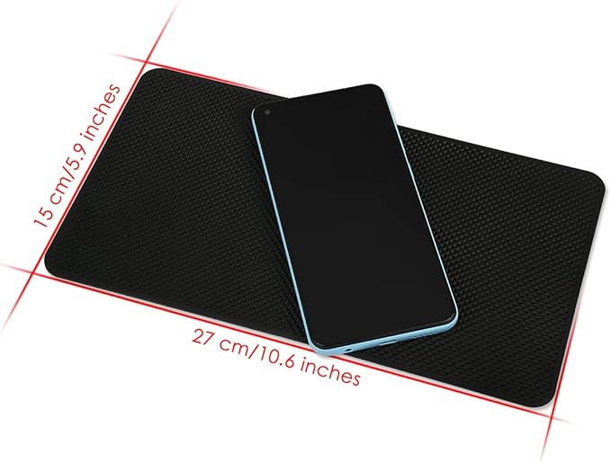 Extra Large 26 x 15cm Magic Anti-Slip Non-Slip Mat Car Dashboard Sticky Pad Adhesive Mat for Cell Phone, CD, Electronic Devices, iPhone, iPod, MP3, MP4, GPS - Black